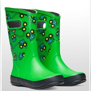 Bogs Kids Green Tractor Print Rain Boots